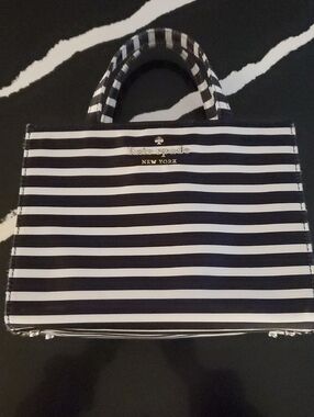 Kate Spade's- Most Iconic 90s Bag The Sam, Black & White Striped Nylon Boxy Bag